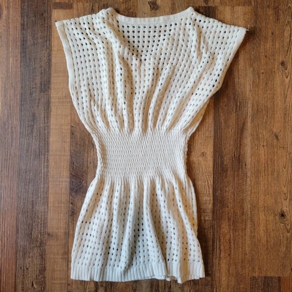 Cream Crochet Smocked Waist Swimsuit Cover-up - Picture 3 of 3
